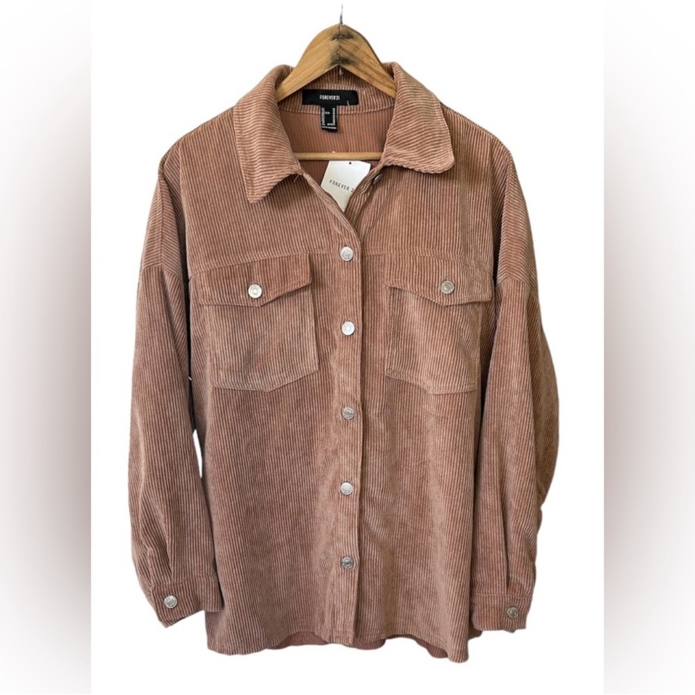 NWT Forever 21 Tan Utility Jacket with Relaxed Fit Corduroy